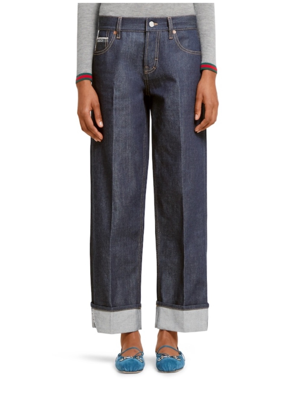 NEW Gucci SALVAGE Dark Blue Relaxed Wide-Leg Jeans